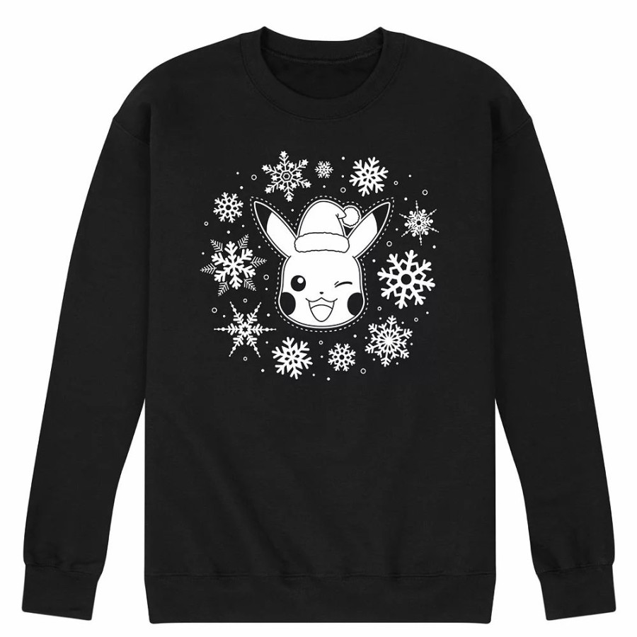 Tops * | Men'S Pokemon Pikachu Snowflakes Sweatshirt