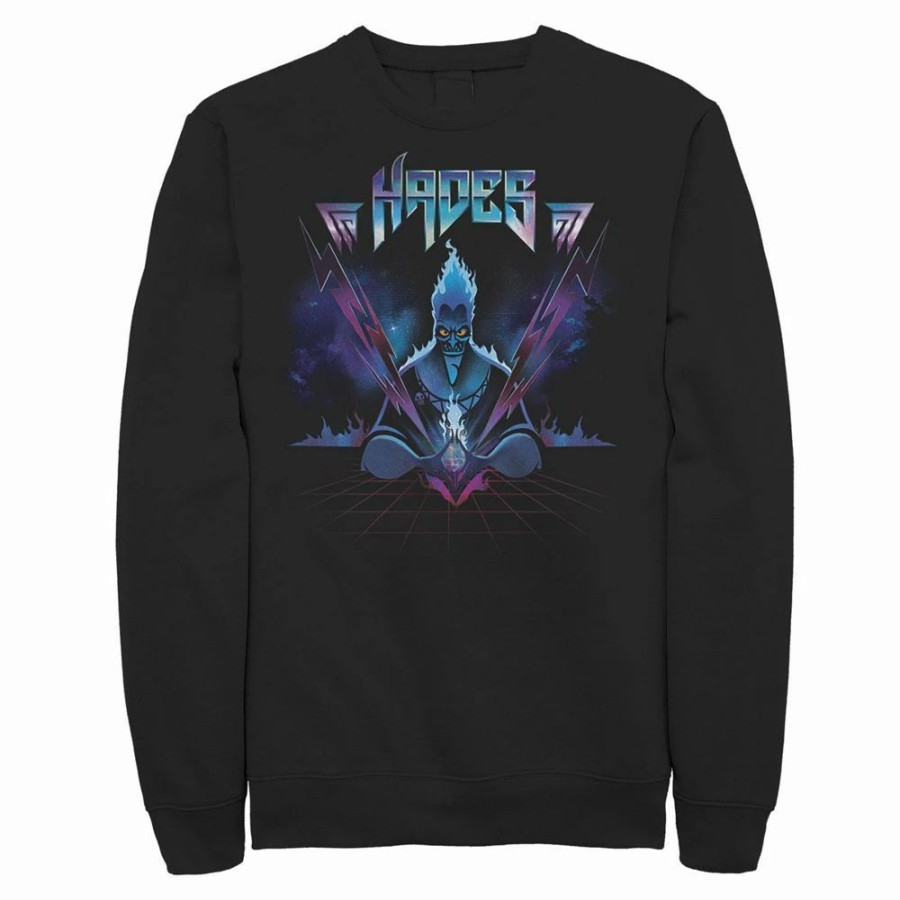 Tops * | Men'S Disney Villains Hades Rock N Roll Style Portrait Sweatshirt