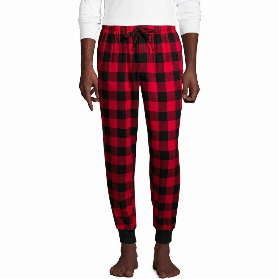 Sleepwear * | Big & Tall Lands' End Plaid Flannel Jogger Pajama Sleep Pants