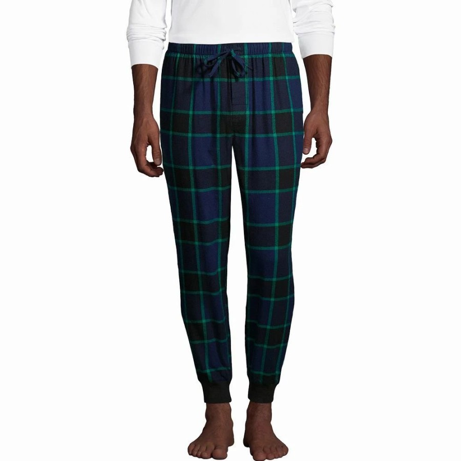 Sleepwear * | Big & Tall Lands' End Plaid Flannel Jogger Pajama Sleep Pants