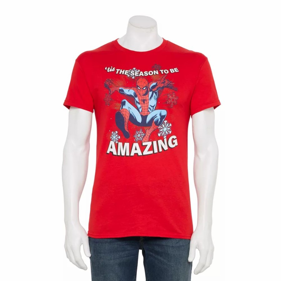 Tops * | Men'S Marvel Amazing Spiderman Holiday Tee