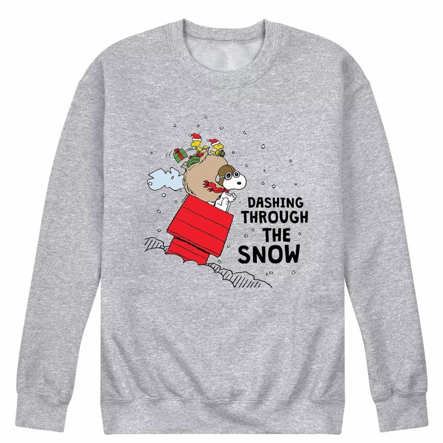 Tops * | Men'S Peanuts Dashing Through The Snow Sweatshirt