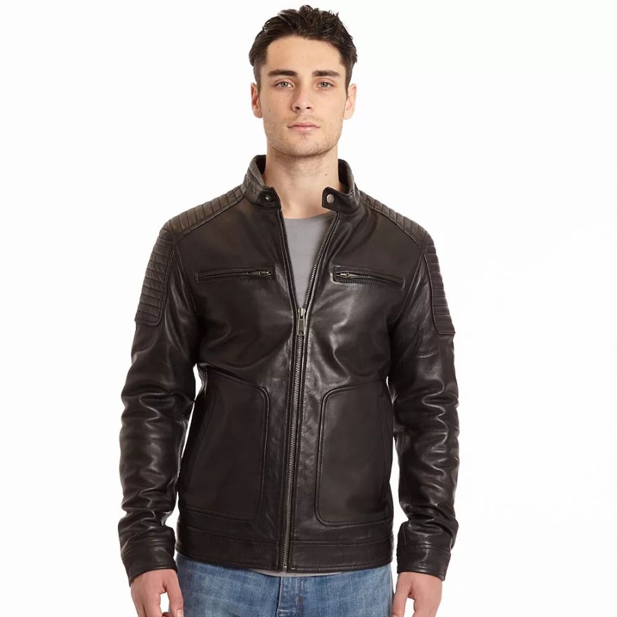 Outerwear * | Men'S Excelled Lamb Leather Moto Jacket