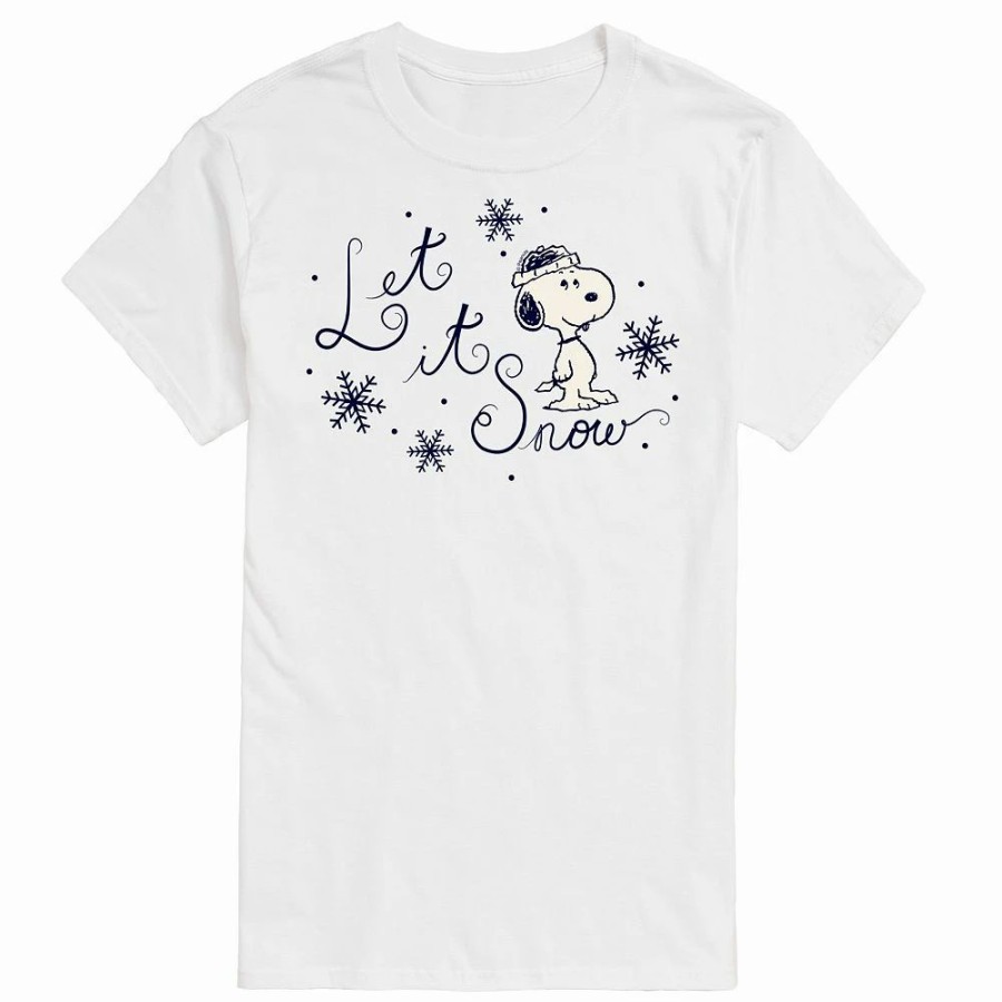 Tops * | Men'S Peanuts Let It Snow Tee White