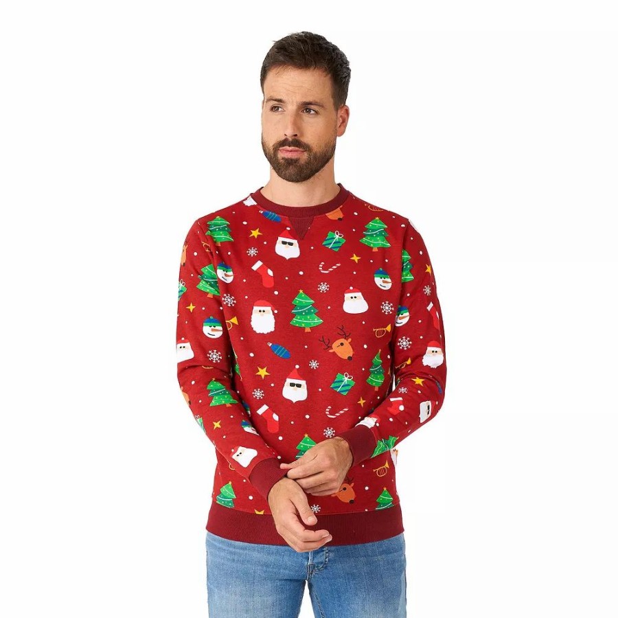 Tops * | Men'S Festivity Red Christmas Sweater