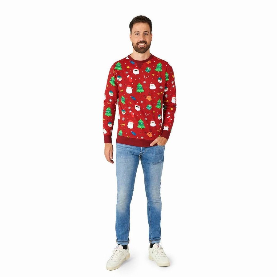 Tops * | Men'S Festivity Red Christmas Sweater