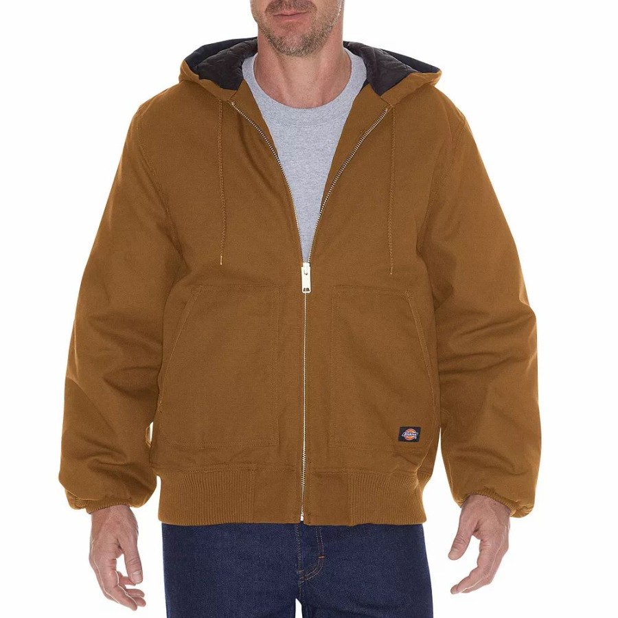 Outerwear * | Men'S Dickies Ducked Hooded Jacket Brown Duck