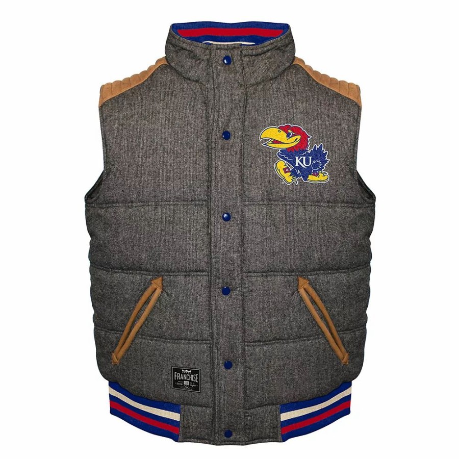 Outerwear * | Men'S Franchise Club Kansas Jayhawks Legacy Reversible Vest