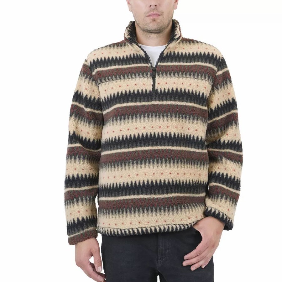 Tops * | Men'S Mountain And Isles Grizzly Relaxed-Fit Sherpa Quarter-Zip Pullover Jacket