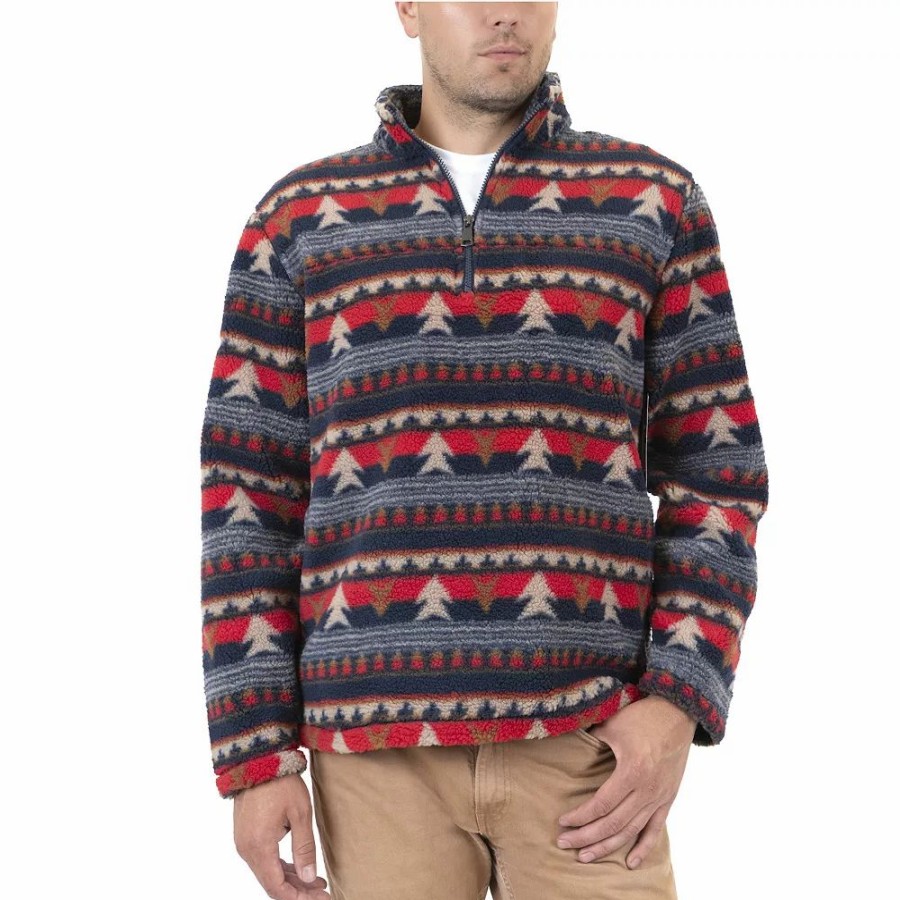 Tops * | Men'S Mountain And Isles Grizzly Relaxed-Fit Sherpa Quarter-Zip Pullover Jacket