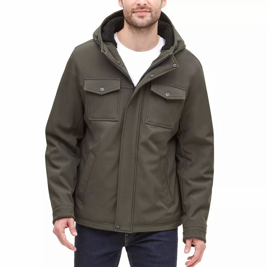 Outerwear * | Men'S Dockers Hooded Softshell Sherpa Lined Jacket