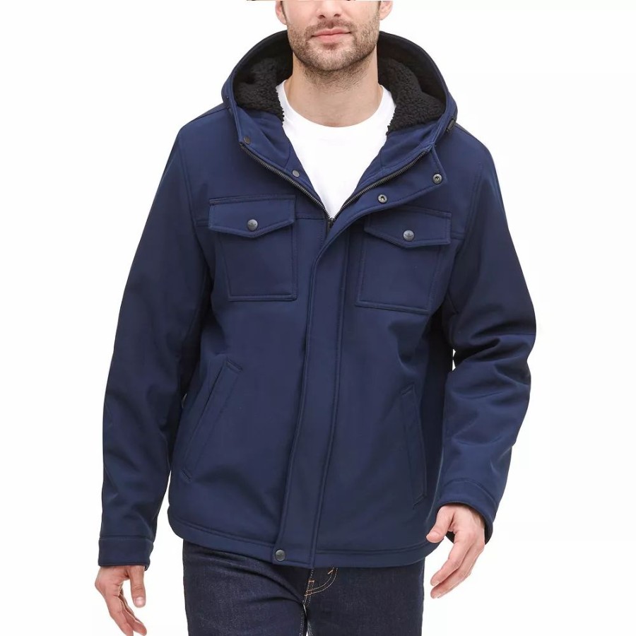 Outerwear * | Men'S Dockers Hooded Softshell Sherpa Lined Jacket