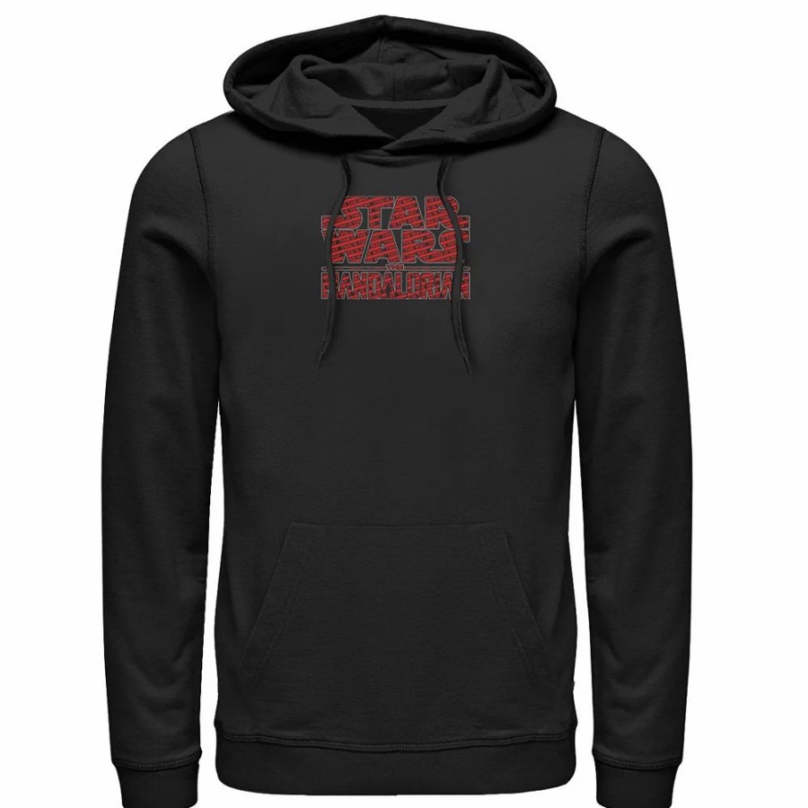 Tops * | Men'S Star Wars: The Mandalorian Logo Text Fill Hoodie