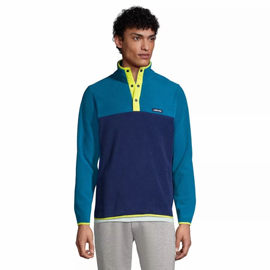 Tops * | Men'S Lands' End Snap-Neck Fleece Pullover