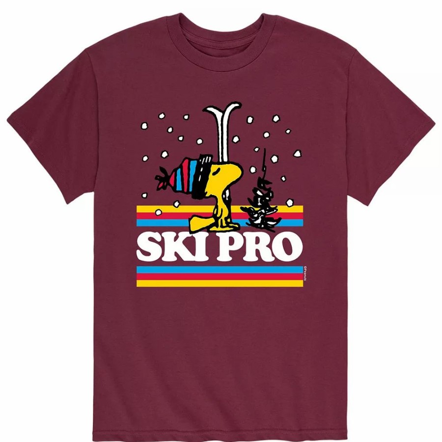 Tops * | Men'S Peanuts Woodstock "Ski Pro" Tee