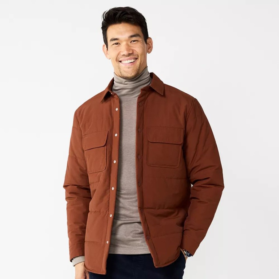 Tops * | Men'S Apt. 9 Quilted Puffer Shirt Jacket