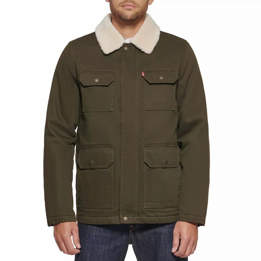 Outerwear * | Men'S Levi'S Corduroy Sherpa-Collar Field Jacket Olive