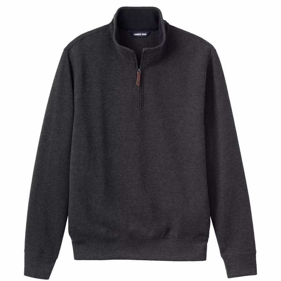 Tops * | Men'S Lands' End Bedford Regular-Fit Ribbed Quarter-Zip Pullover Sweater