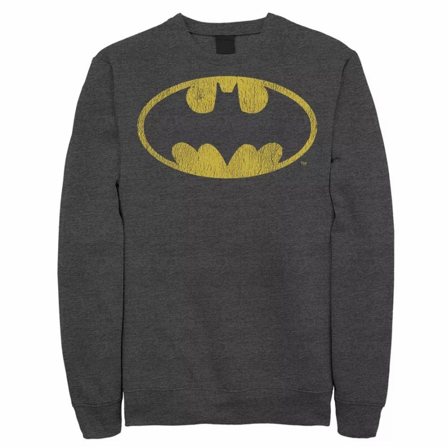 Tops * | Men'S Dc Comics Batman Distressed Classic Logo Sweatshirt