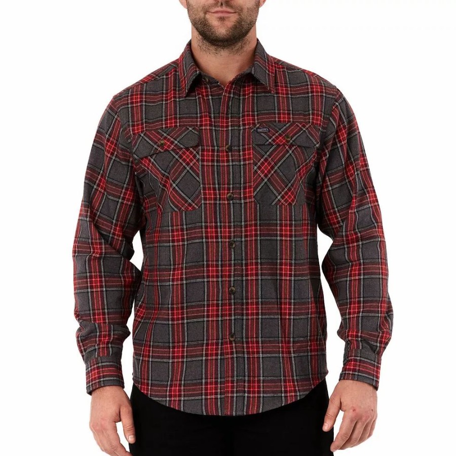 Tops * | Men'S Smith'S Workwear Regular-Fit Plaid Two-Pocket Flannel Button-Down Shirt