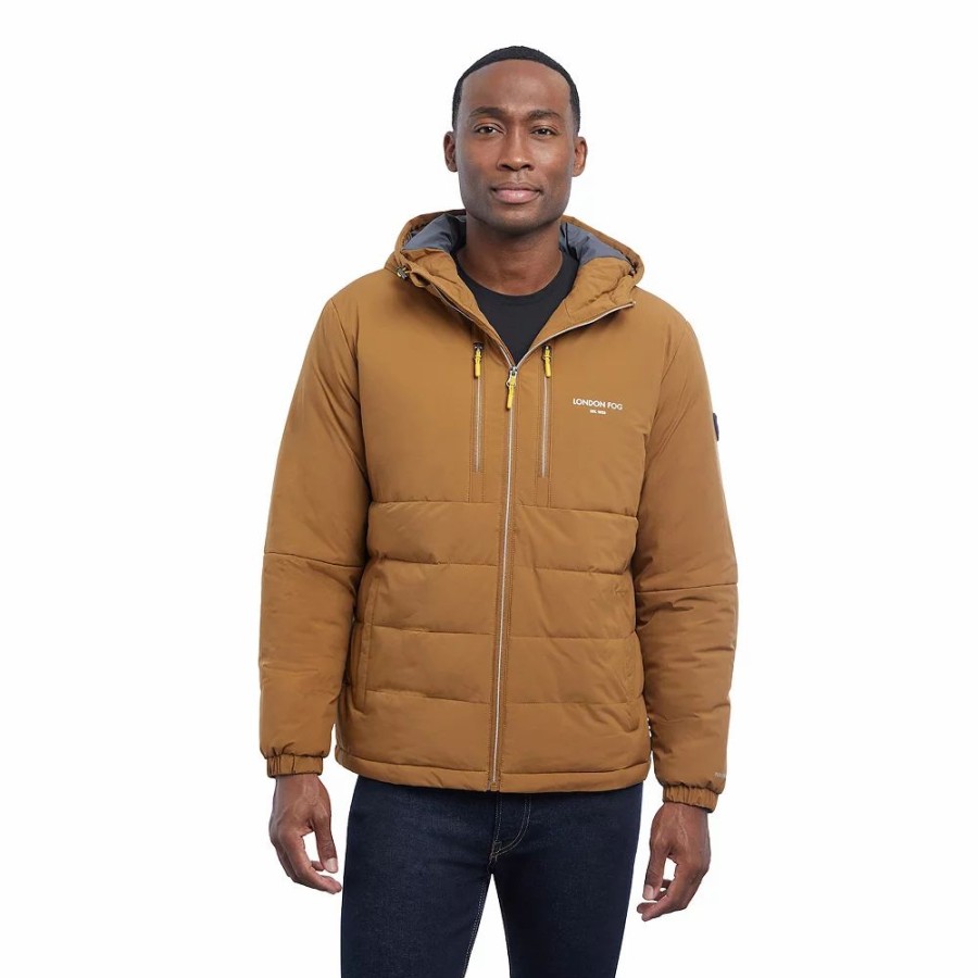 Outerwear * | Men'S London Fog Flex Stretch Hooded Puffer Coat