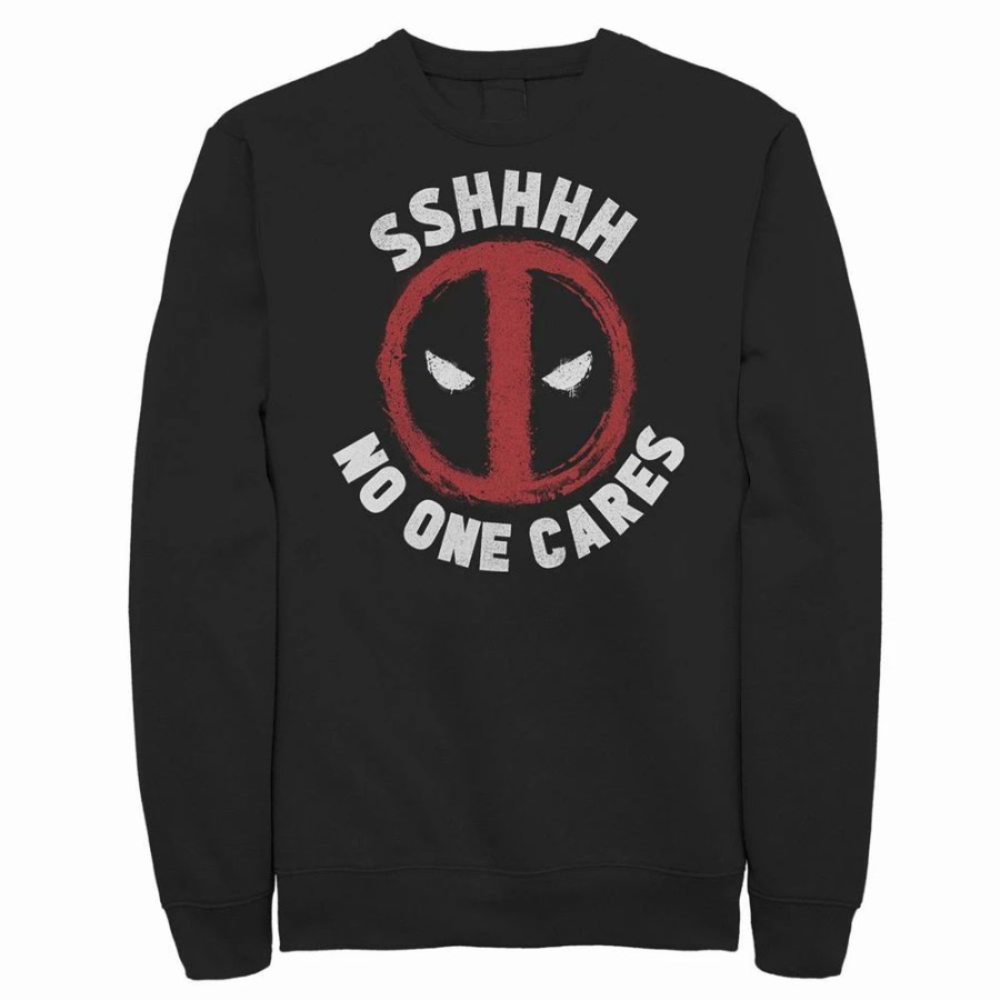 Tops * | Big & Tall Marvel Deadpool Sshhhh No One Cares Logo Sweatshirt