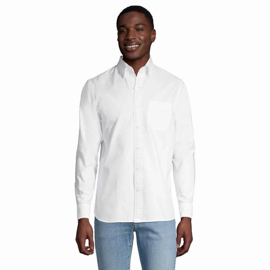 Tops * | Big & Tall Lands' End Traditional-Fit Sail Rigger Oxford Button-Down Shirt