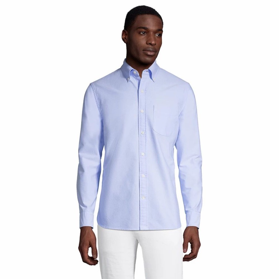 Tops * | Big & Tall Lands' End Traditional-Fit Sail Rigger Oxford Button-Down Shirt