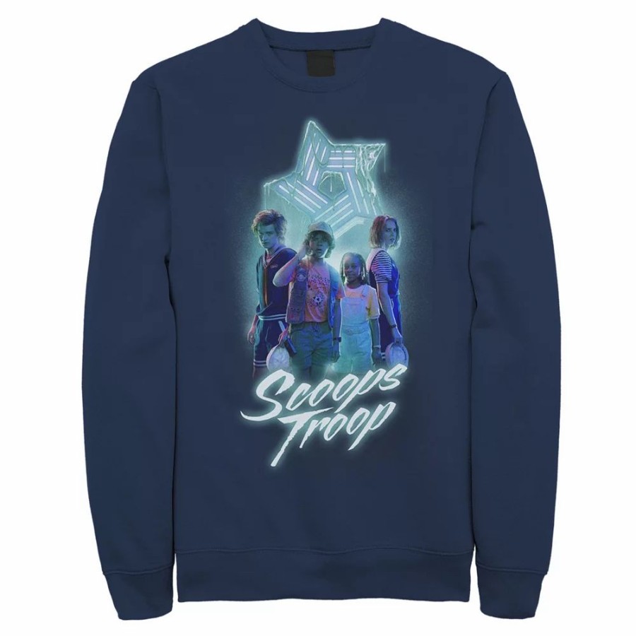 Tops * | Men'S Netflix Stranger Things Scoops Troop Neon Sweatshirt