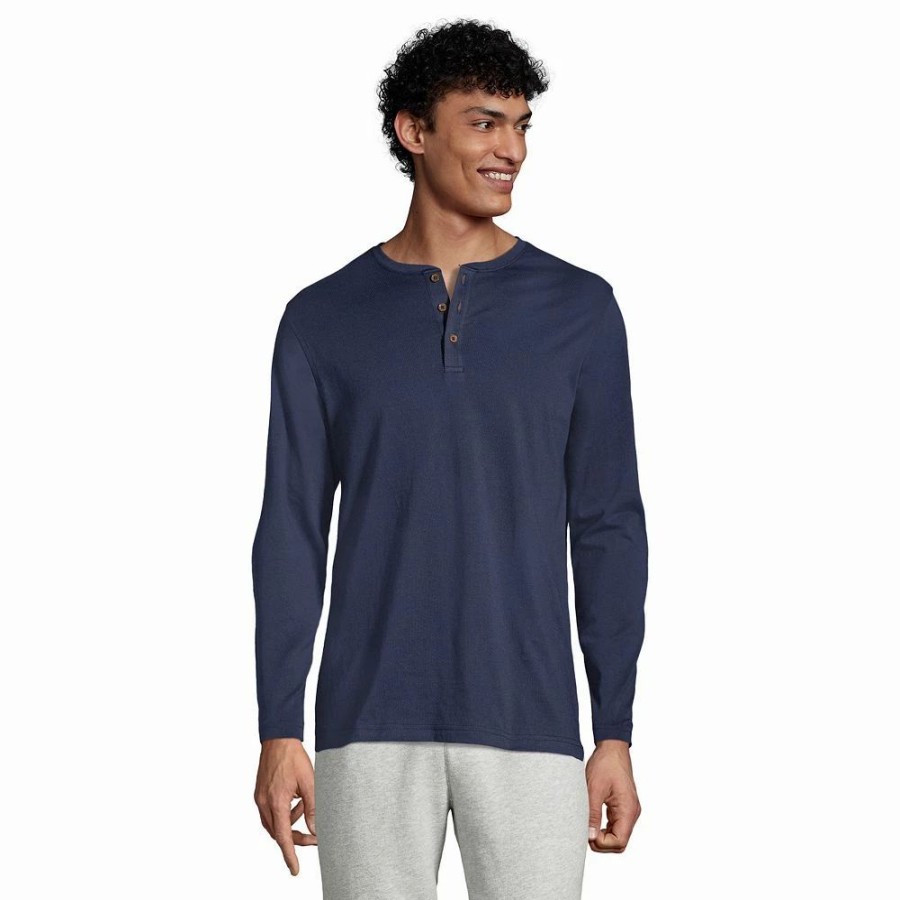 Tops * | Big & Tall Lands' End Supima Jersey Henley