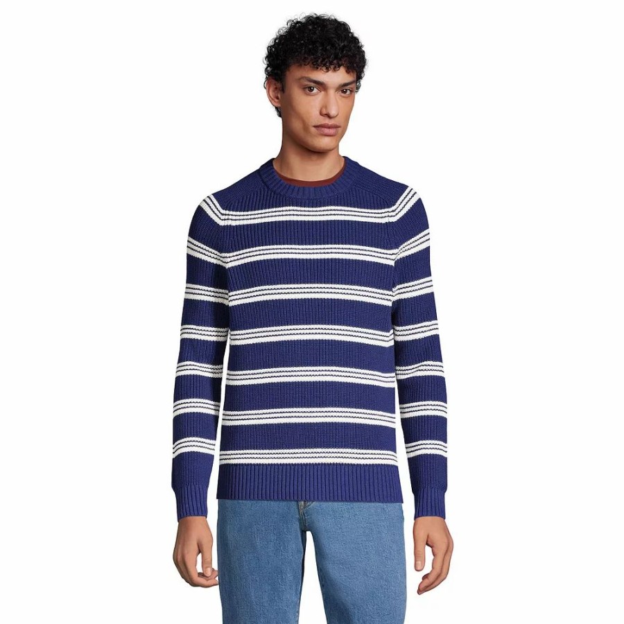 Tops * | Men'S Lands' End Cotton Drifter Shaker Sweater