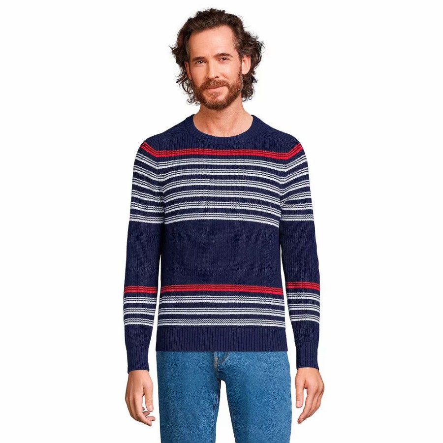 Tops * | Men'S Lands' End Cotton Drifter Shaker Sweater