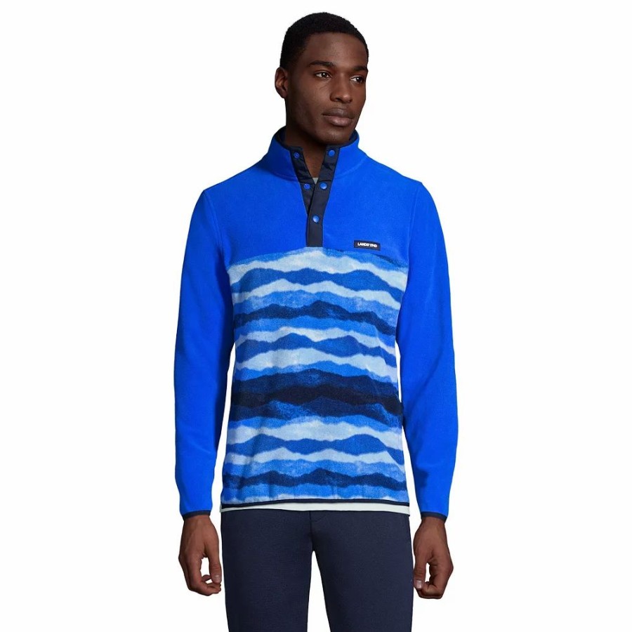 Outerwear * | Big & Tall Lands' End Heritage Fleece Snap-Neck Pullover Top