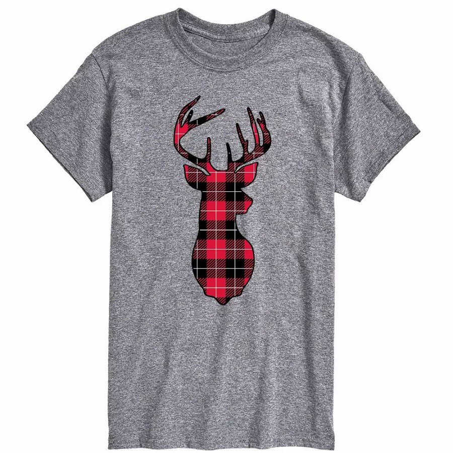 Tops * | Big & Tall Buffalo Plaid Deer Tee