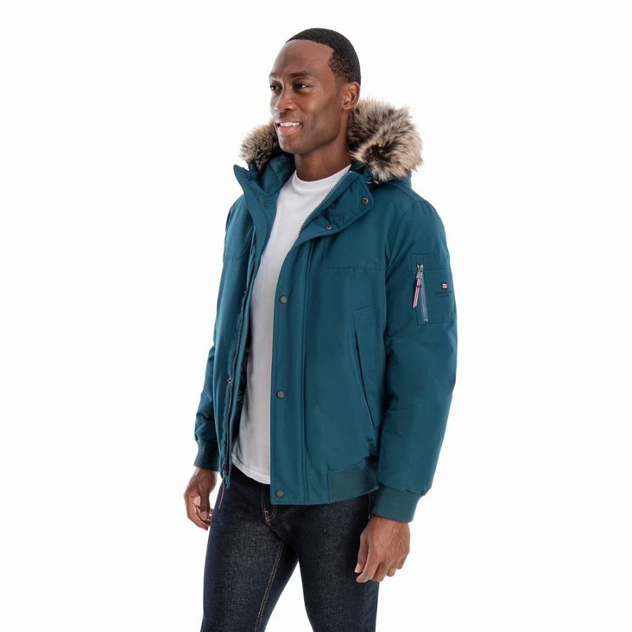 Outerwear * | Men'S London Fog Short Snorkel Hooded Bomber Jacket