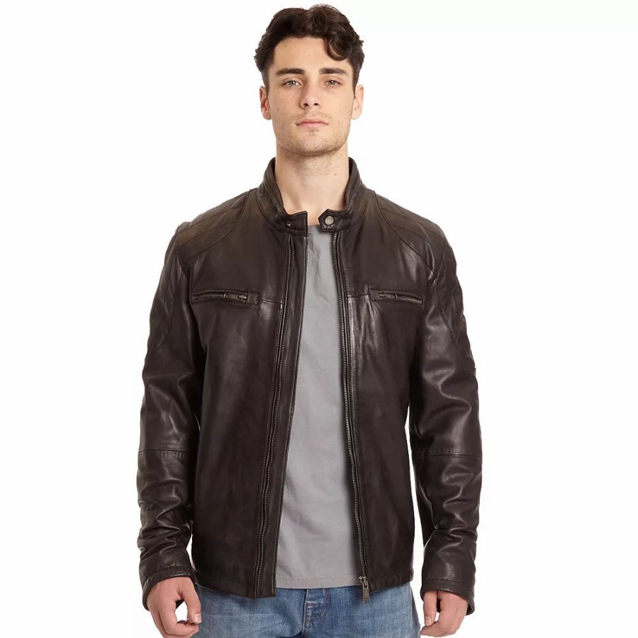 Outerwear * | Men'S Excelled Lamb Leather Moto Jacket