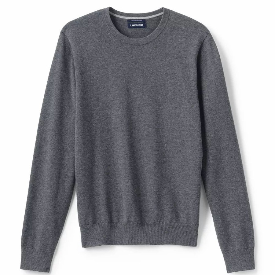 Tops * | Big & Tall Lands' End Fine-Gauge Supima Cotton Crewneck Sweater