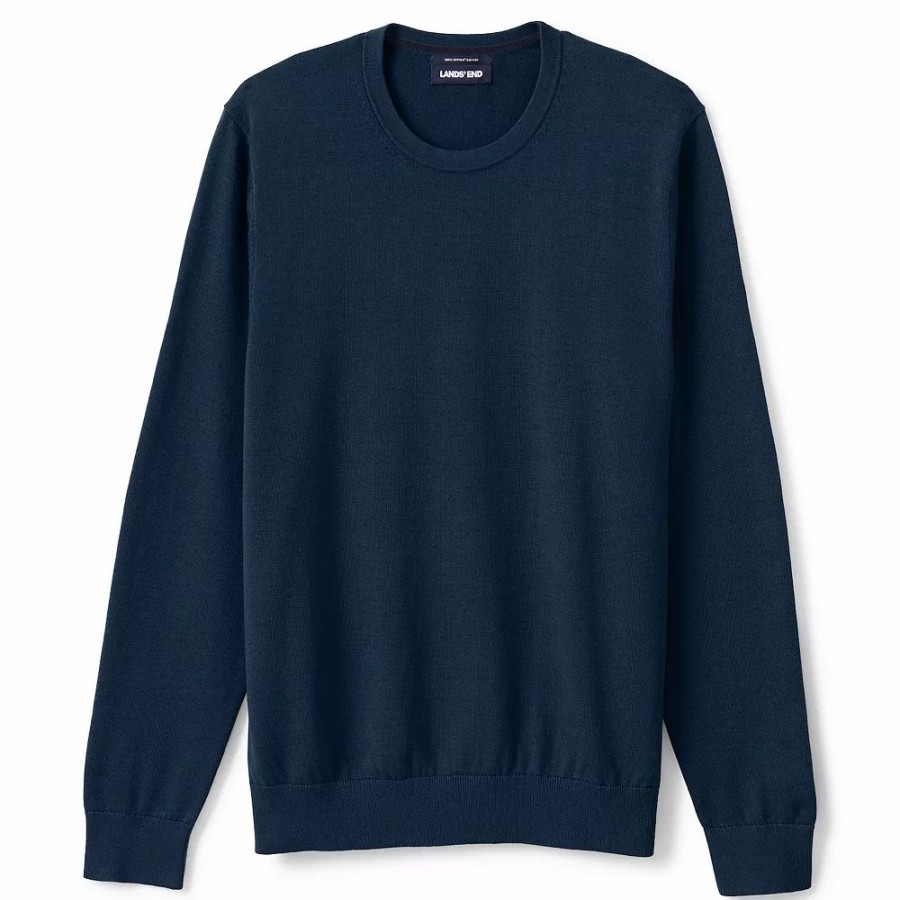 Tops * | Big & Tall Lands' End Fine-Gauge Supima Cotton Crewneck Sweater