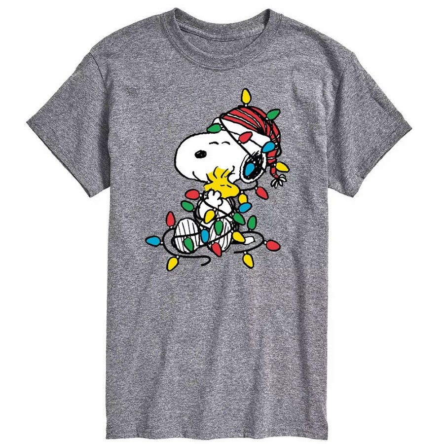 Tops * | Big & Tall Peanuts Christmas Lights Tee