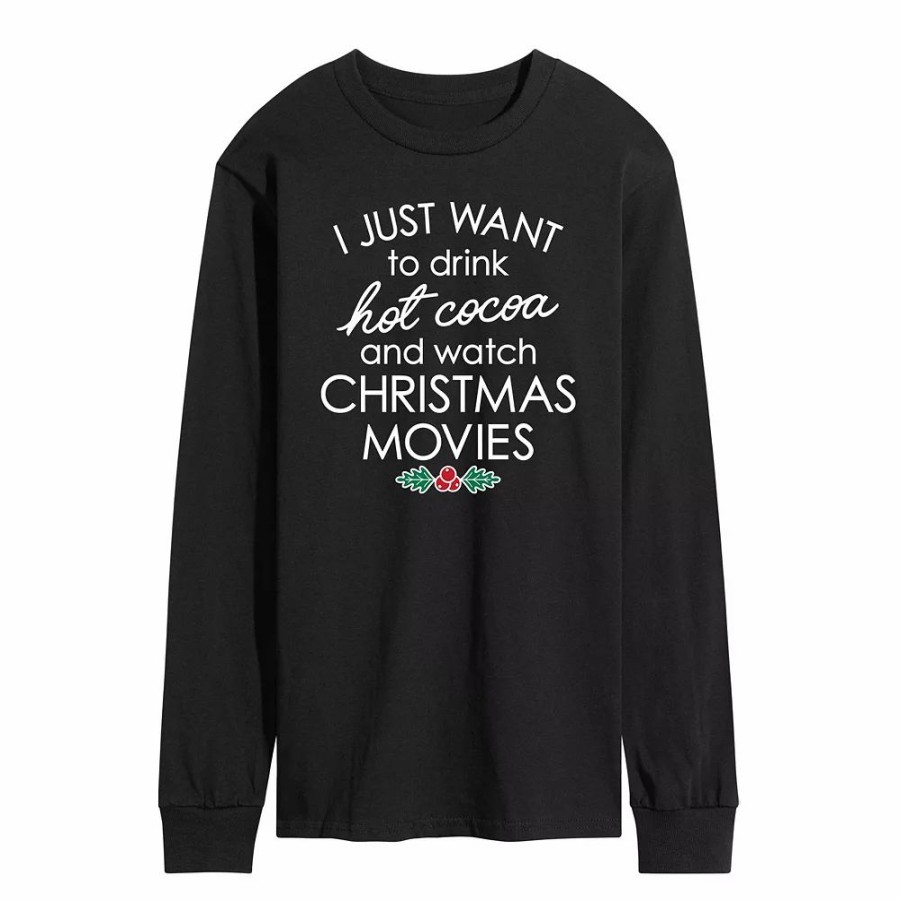 Tops * | Men'S Hot Cocoa And Christmas Movies Long Sleeve Tee