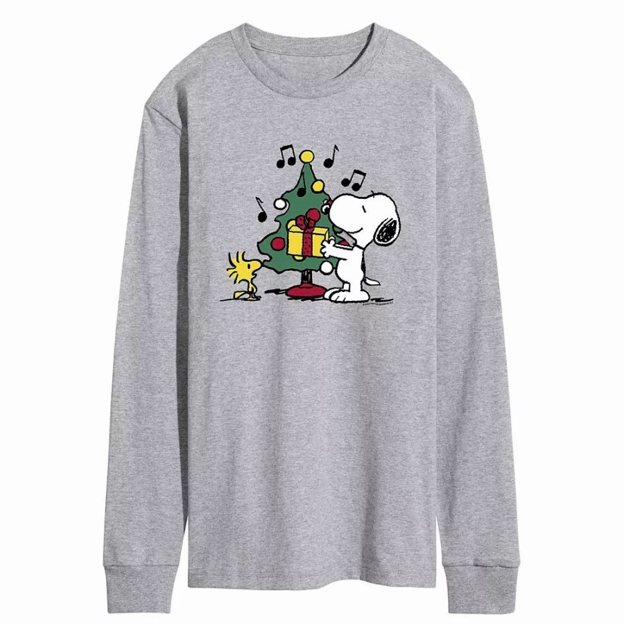 Tops * | Men'S Peanuts Christmas Tree Tee