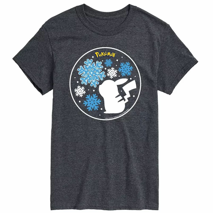 Tops * | Big & Tall Pokemon Snowflake Pikachu Tee