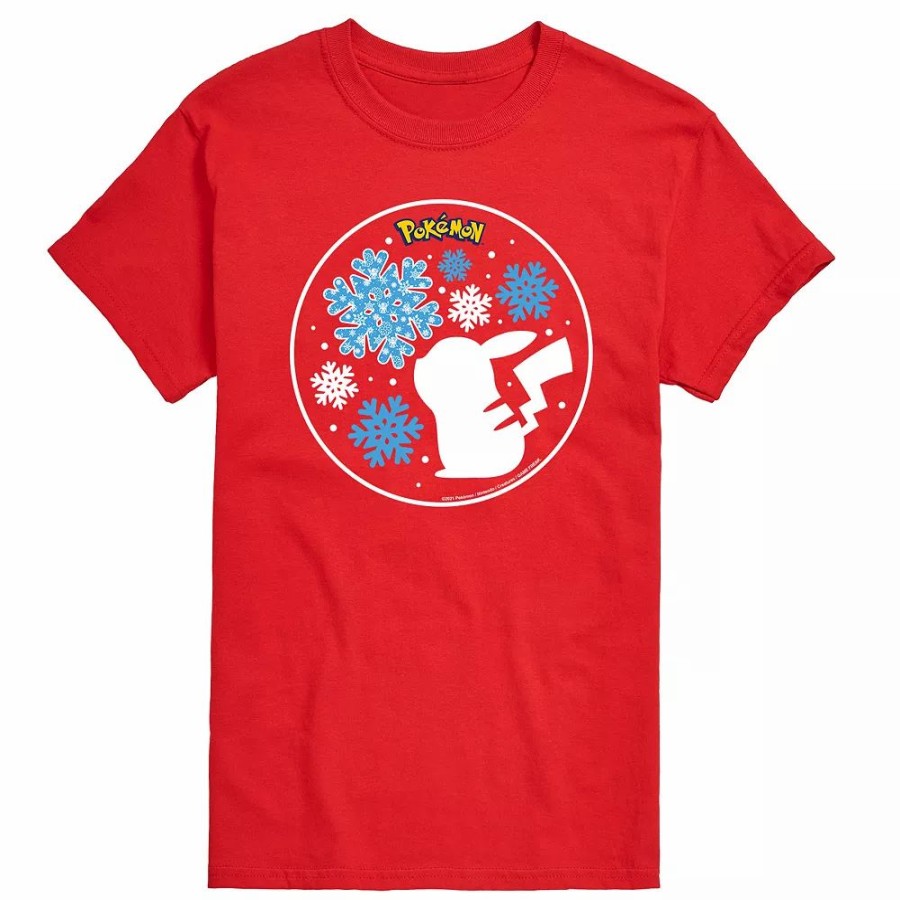 Tops * | Big & Tall Pokemon Snowflake Pikachu Tee