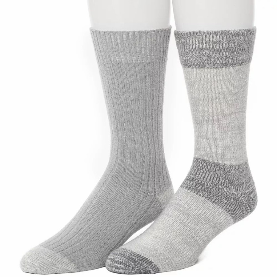 Socks & Hosiery * | Men'S Climatesmart By Cuddl Duds 2-Pack Colorblock Crew Socks