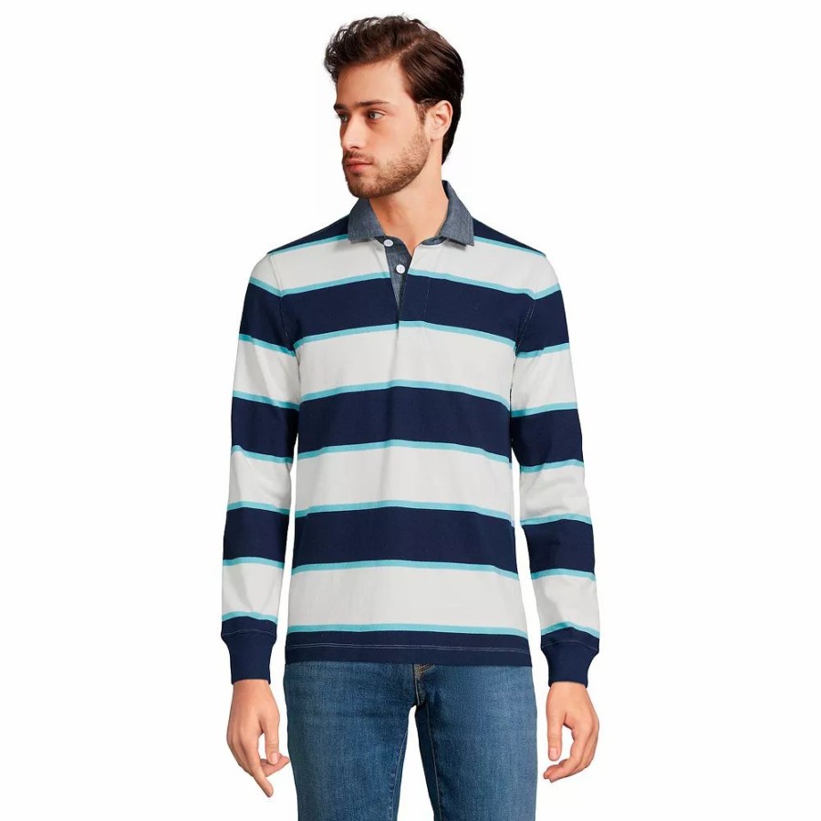 Tops * | Big & Tall Lands' End Rugby Shirt