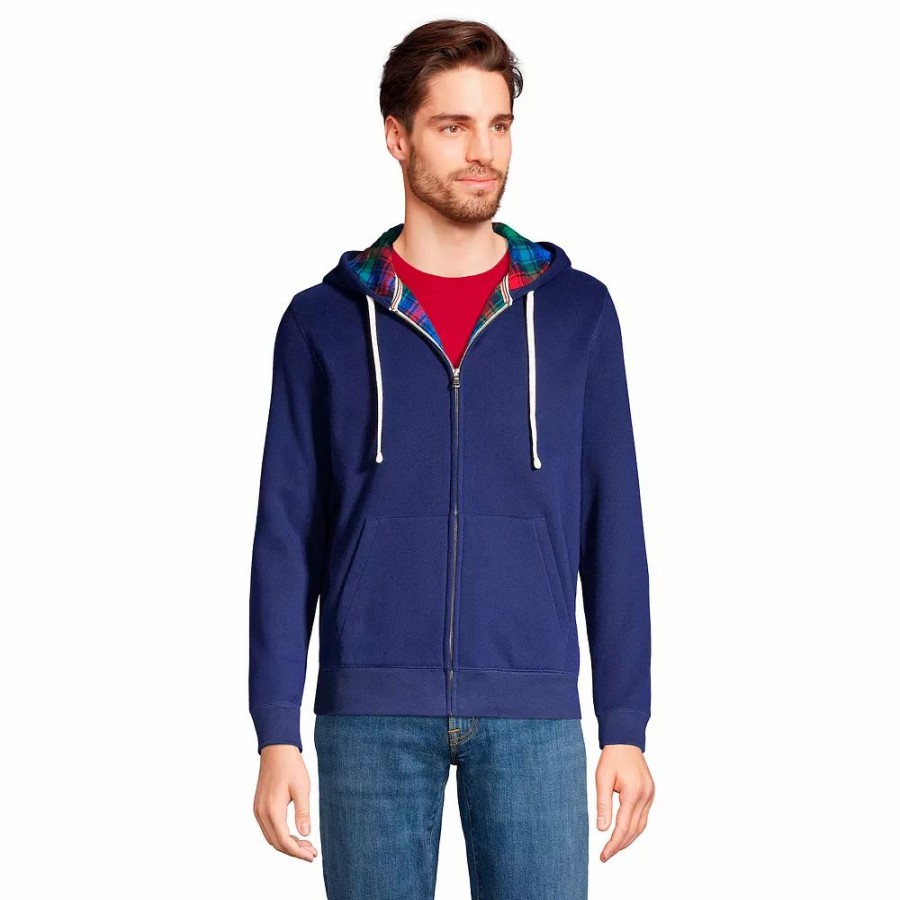 Tops * | Big & Tall Lands' End Serious Sweats Flannel-Lined Full-Zip Hoodie