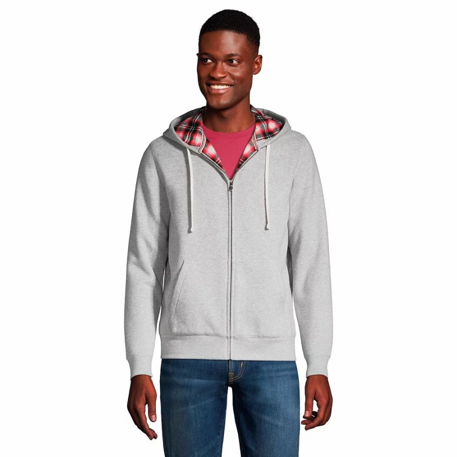 Tops * | Big & Tall Lands' End Serious Sweats Flannel-Lined Full-Zip Hoodie