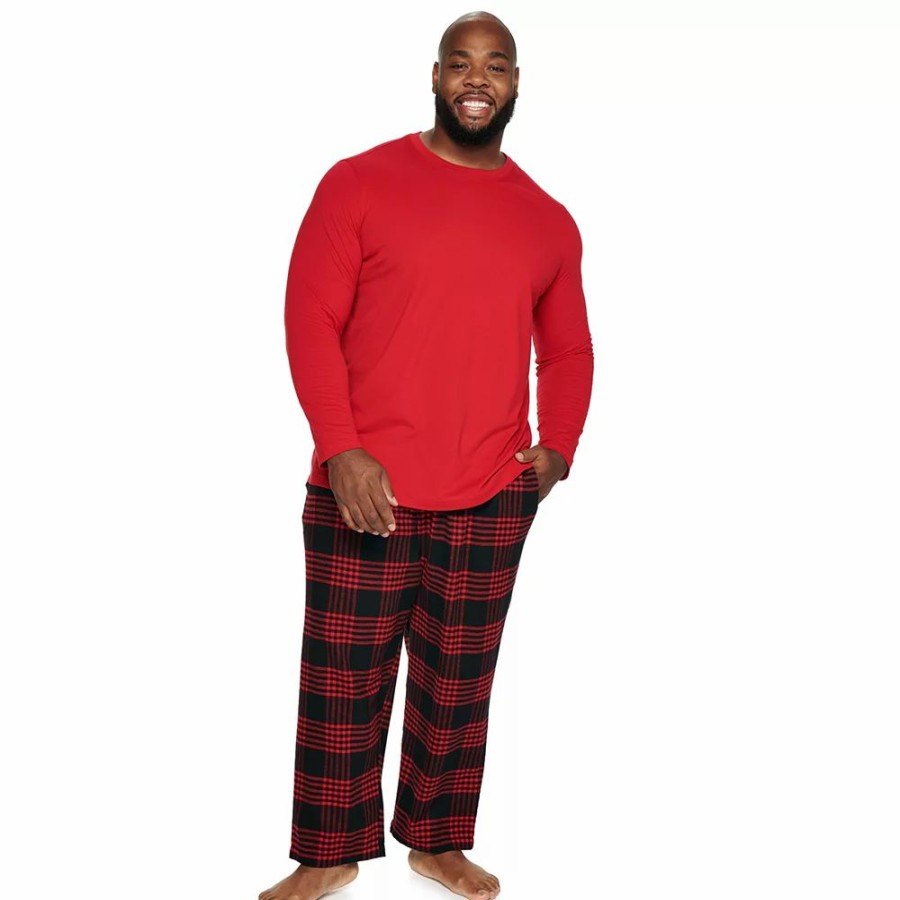 Sleepwear * | Big & Tall Sonoma Goods For Life Crewneck Tee & Flannel Pants Sleep Set