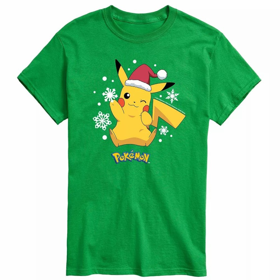 Tops * | Big & Tall Pokemon Pikachu Santa Tee