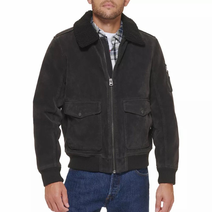 Outerwear * | Men'S Levi'S Faux Suede Aviator Bomber Jacket